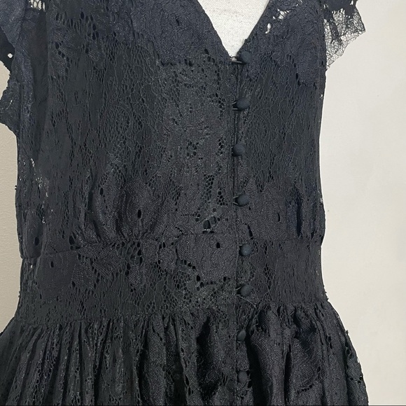 Free People Black Lace Sweetheart Witchy Dress L - Picture 5 of 11